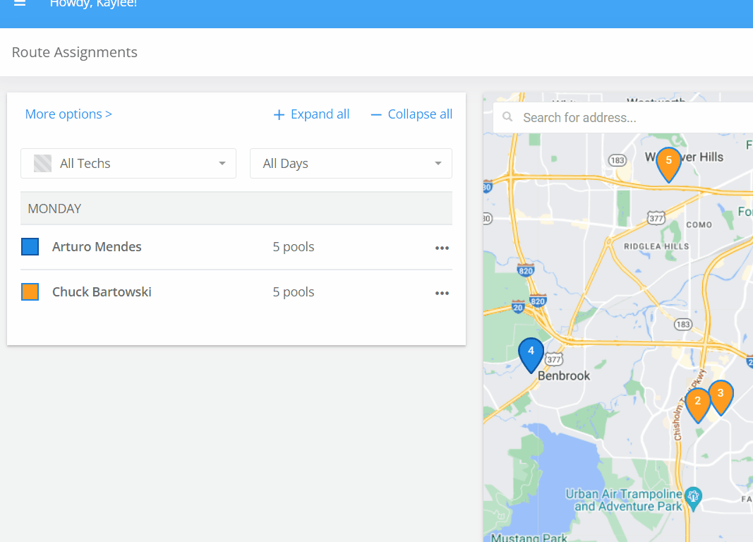 Pool Service Software Minimize Mileage with Skimmer Pool Route Software